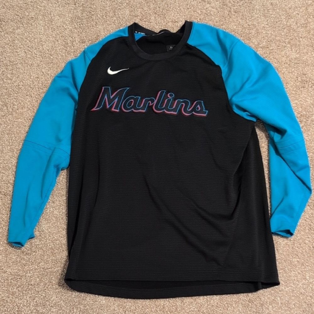 Nike Marlins Black and Blue Long Sleeve Tee